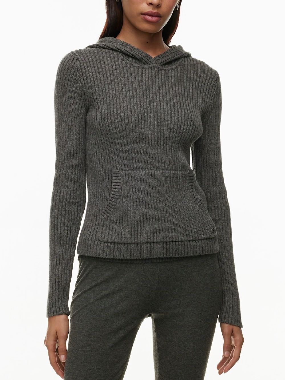 SUNDAY BEST ARITZIA WOMENS LEVITATE HOODIE SWEATER GRAY COTTON CASHMERE LARGE